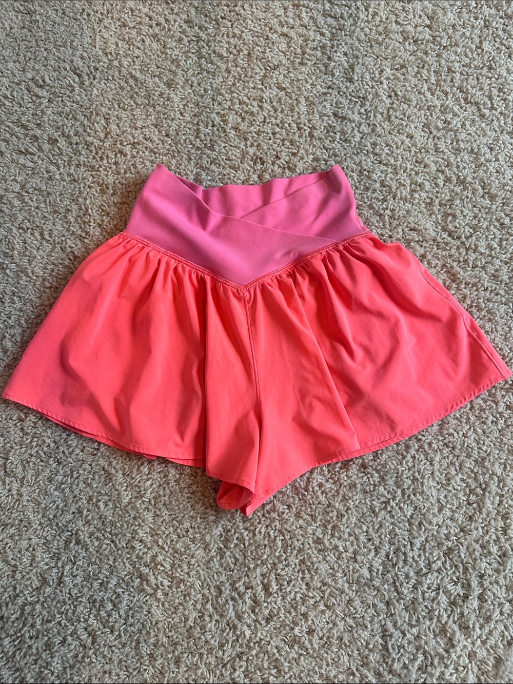 aerie Neon Coral Crossover Flowy Short Size XS